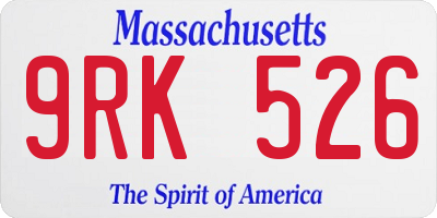 MA license plate 9RK526