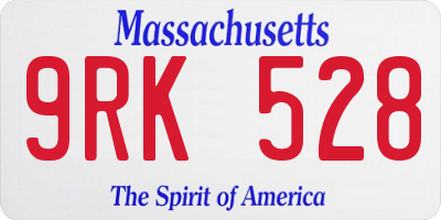 MA license plate 9RK528