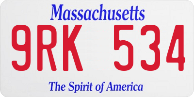 MA license plate 9RK534