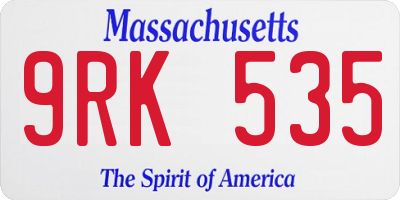 MA license plate 9RK535
