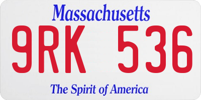 MA license plate 9RK536