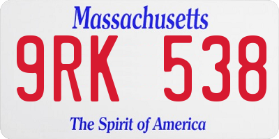 MA license plate 9RK538