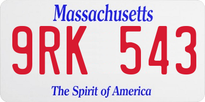 MA license plate 9RK543