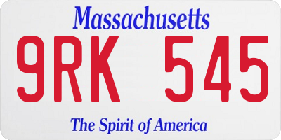 MA license plate 9RK545