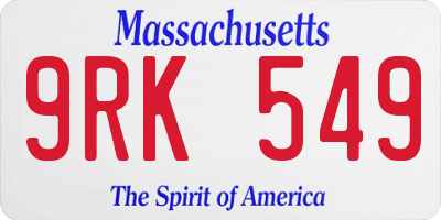 MA license plate 9RK549