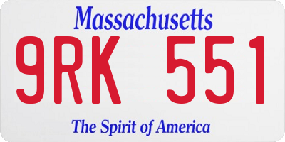 MA license plate 9RK551