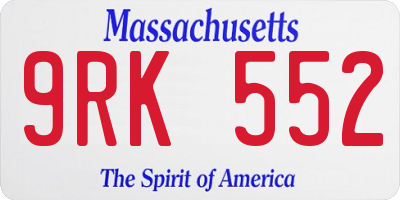 MA license plate 9RK552