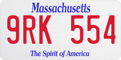 MA license plate 9RK554