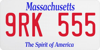 MA license plate 9RK555