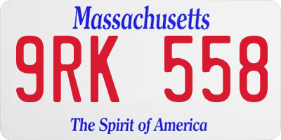 MA license plate 9RK558