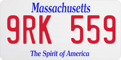MA license plate 9RK559