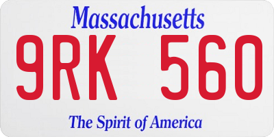 MA license plate 9RK560