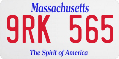 MA license plate 9RK565