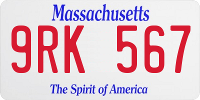 MA license plate 9RK567