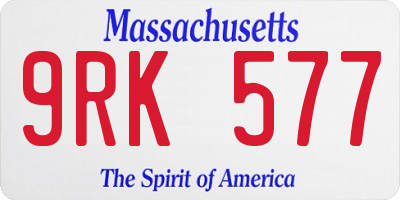 MA license plate 9RK577