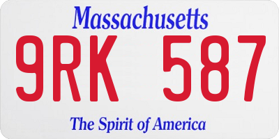 MA license plate 9RK587