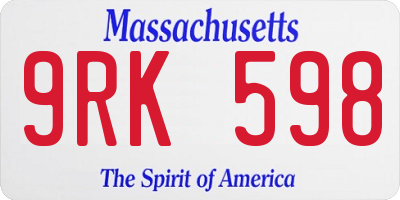 MA license plate 9RK598