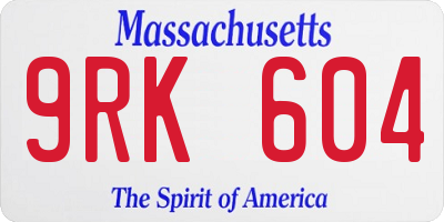 MA license plate 9RK604