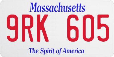 MA license plate 9RK605