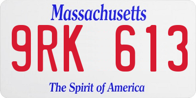 MA license plate 9RK613