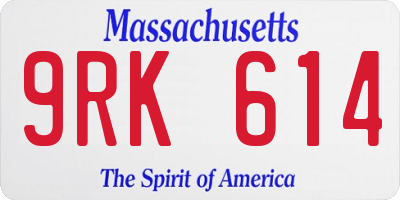 MA license plate 9RK614