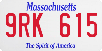 MA license plate 9RK615