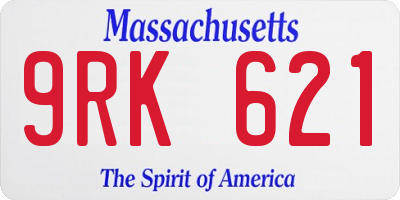 MA license plate 9RK621
