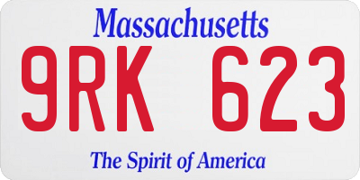MA license plate 9RK623