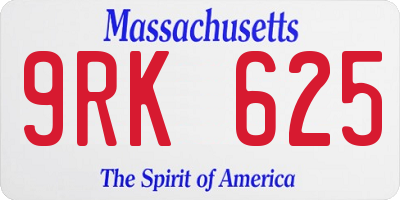 MA license plate 9RK625