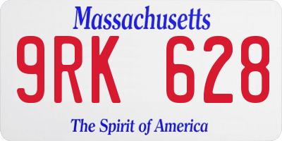MA license plate 9RK628