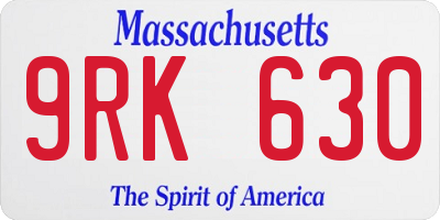 MA license plate 9RK630