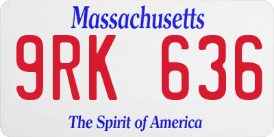 MA license plate 9RK636