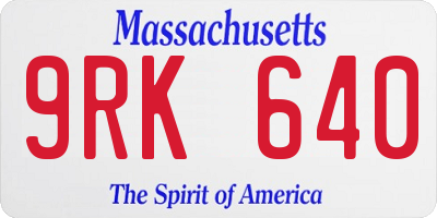 MA license plate 9RK640