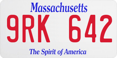 MA license plate 9RK642