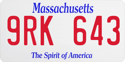 MA license plate 9RK643