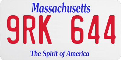 MA license plate 9RK644