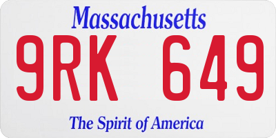 MA license plate 9RK649