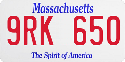 MA license plate 9RK650