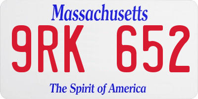 MA license plate 9RK652