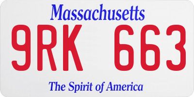 MA license plate 9RK663