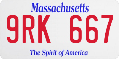 MA license plate 9RK667