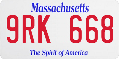 MA license plate 9RK668