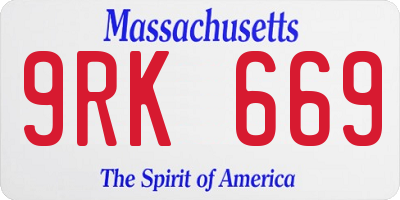 MA license plate 9RK669