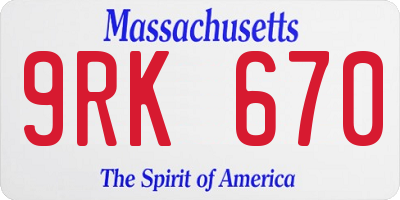 MA license plate 9RK670