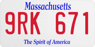 MA license plate 9RK671
