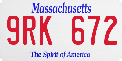 MA license plate 9RK672