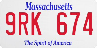 MA license plate 9RK674