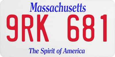MA license plate 9RK681