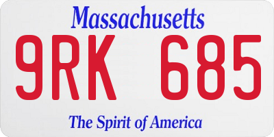 MA license plate 9RK685