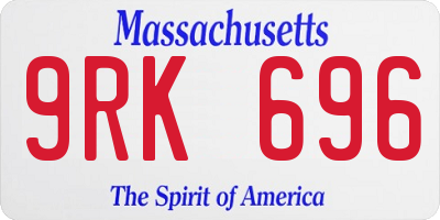 MA license plate 9RK696